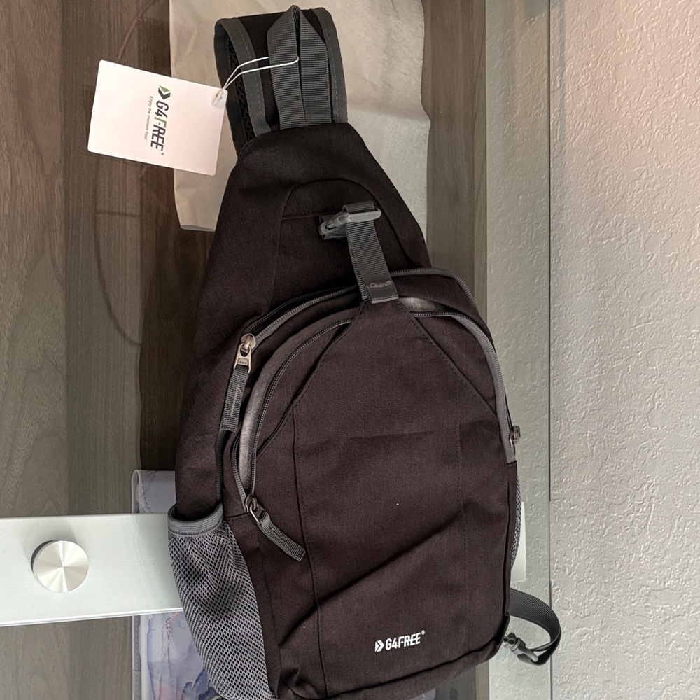 64FREE Men's Black Sling Backpack